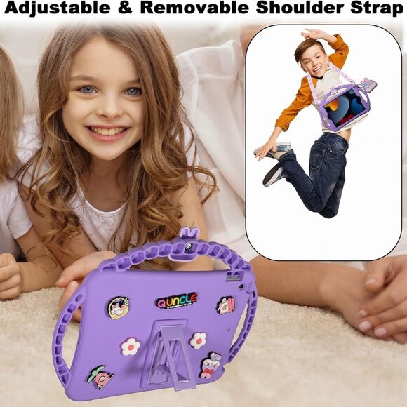 iPad Mini 7th/6th Gen Kids Case 8.3in Shockproof Bunny 3-Handle Stand Purple - Picture 2 of 8